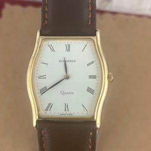 Vintage Fabulous Bucherer Swiss Quartz Mans Sculptured Tank Watch Retro Art Deco